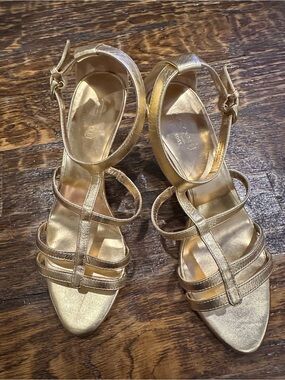 Coach Metallic Gold Strappy High Heel Sandals
